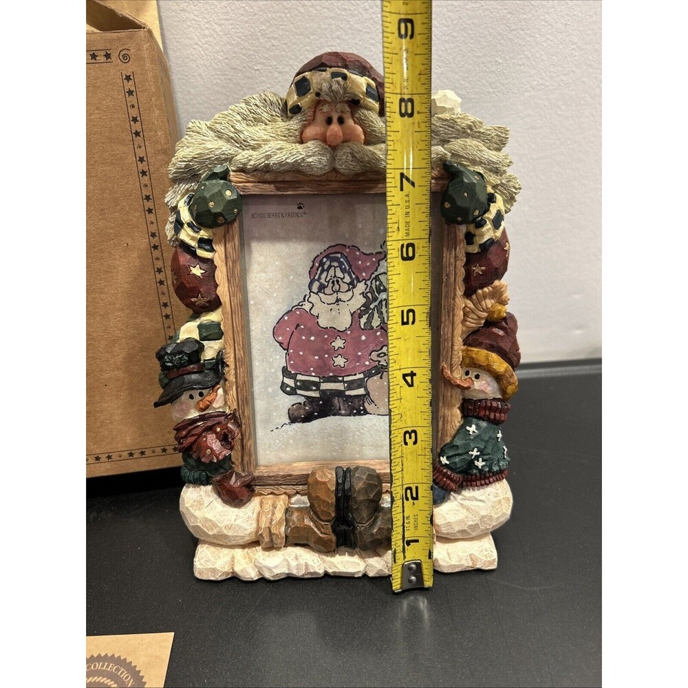Boyds Bears SNOWMAN FRAME CHRISTMAS W Box Carvers Choice Santa - Picture 3 of 7